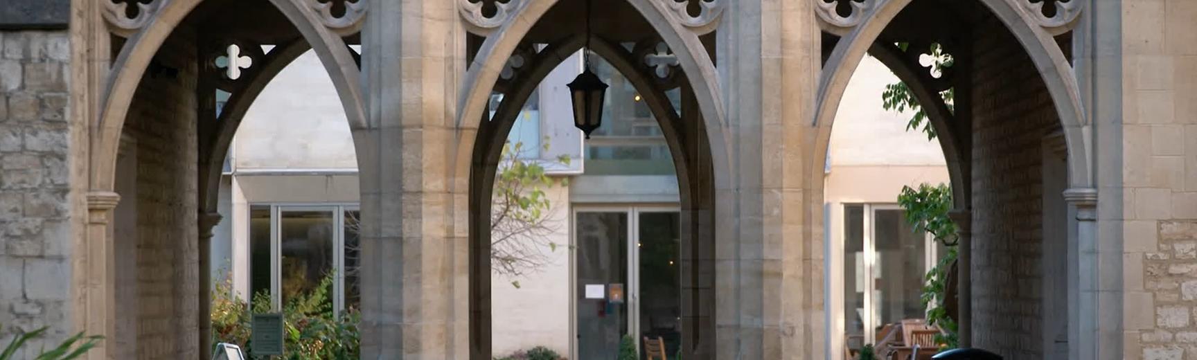 Shot of the College's arches as shown in BBC Two documentary