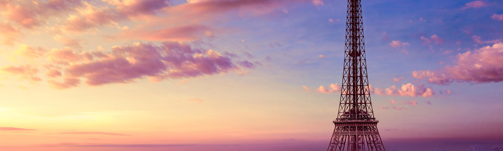 Paris Skyline at sunset with Eiffle Tower