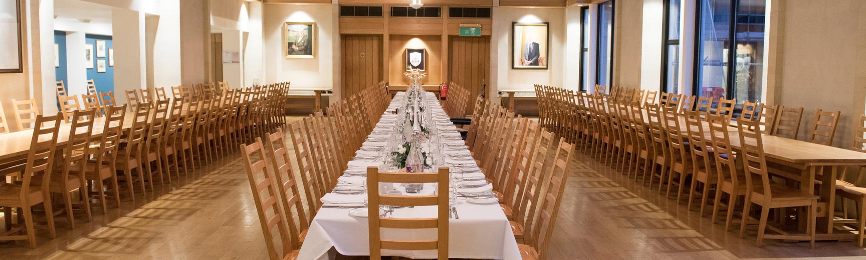 Hall laid for a special dinner
