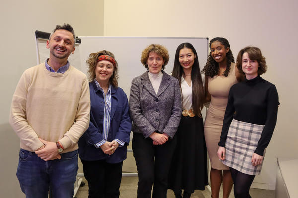 Prize winners from the Research Presentation Competition, with Kate Mavor, College Master