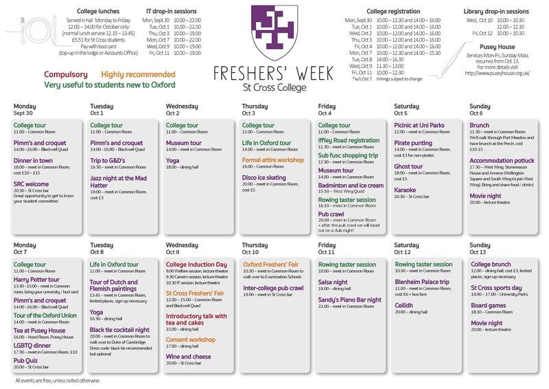 Freshers' Week St Cross College