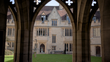 The Blackwell Quad, St Cross College, taken through the arches