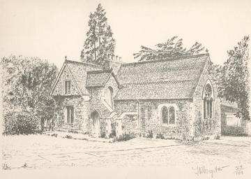 Lithograph of Old School House by FR Wigston