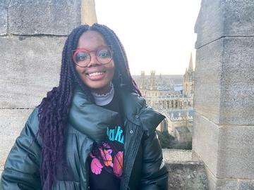 Adanna Ewuzie stood on a rooftop in Oxford.