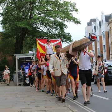 W1 parading their boat through Oxford